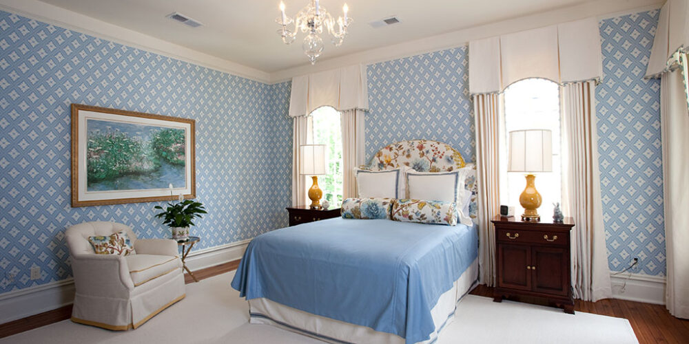 Vintage-themed bedroom designed by Glenn Cope Custom Home Builders