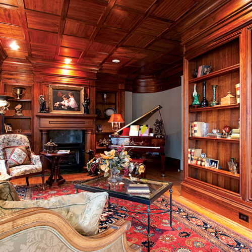 Solid wood study with custom built-ins by Glenn Cope Custom Home Builders