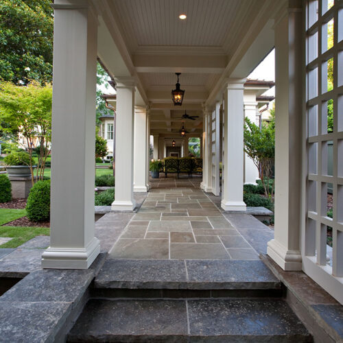 Custom breezeway between home and garden patio by Glenn Cope Custom Home Builders