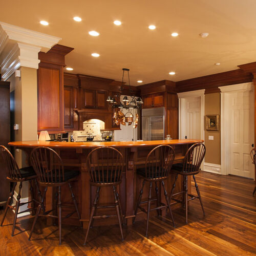 Breakfast nook and eat-in bar by Glenn Cope Custom Home Builders