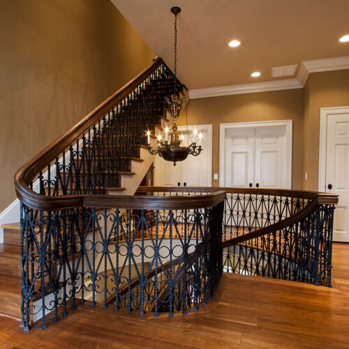 Second story staircase by Glenn Cope Custom Home Builders