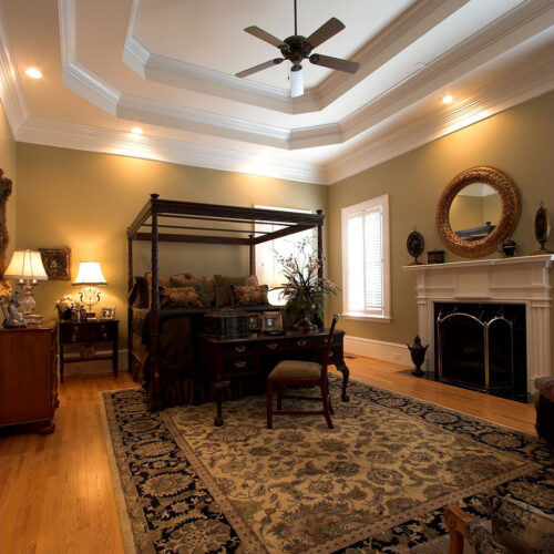 Master Bedroom with tray ceiling by Glenn Cope Custom Home Builders