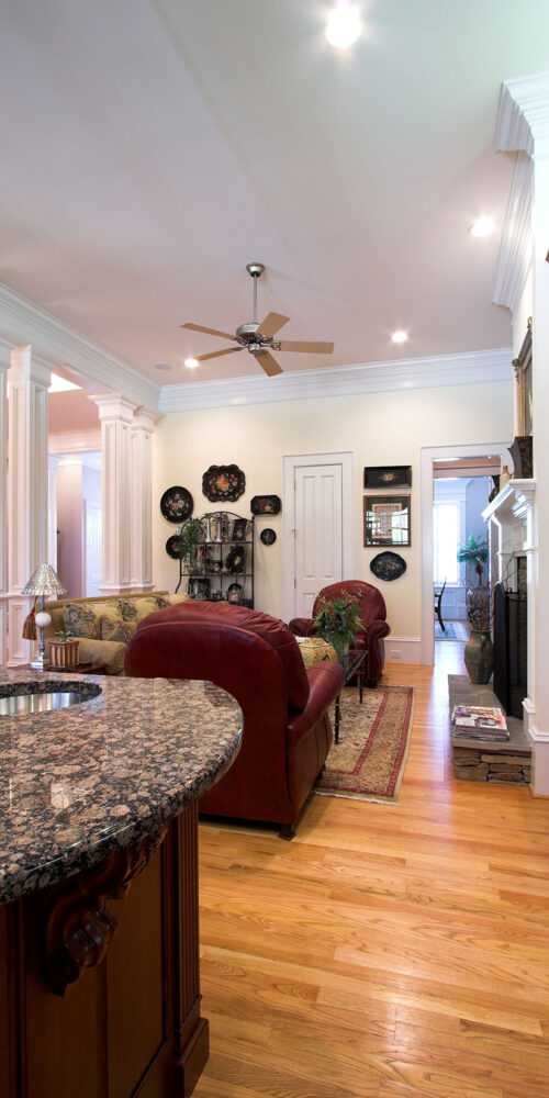 Sitting room with fireplace by Glenn Cope Custom Home Builders