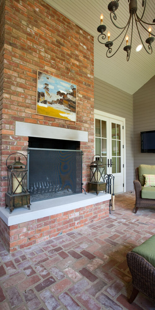 Bespoke hearth on outdoor patio by Glenn Cope Custom Home Builders